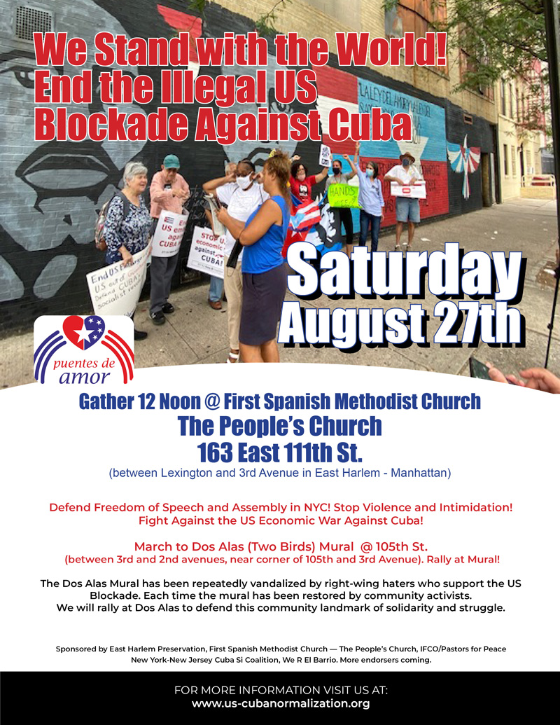 We stand with the World! End the Illegal US Blockade Against Cuba
